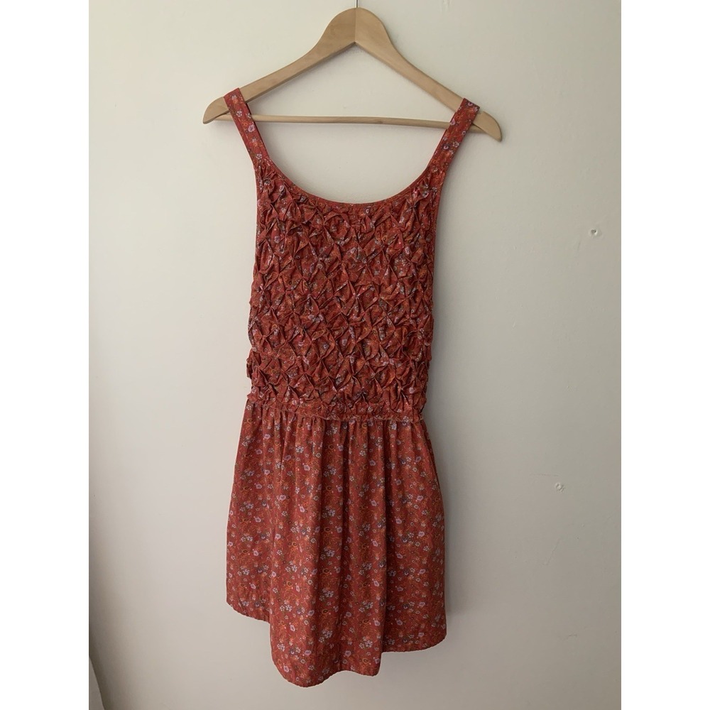Free People Petunia Mini Dress Ditsy Floral Print Pink M Apron Dress Smocked